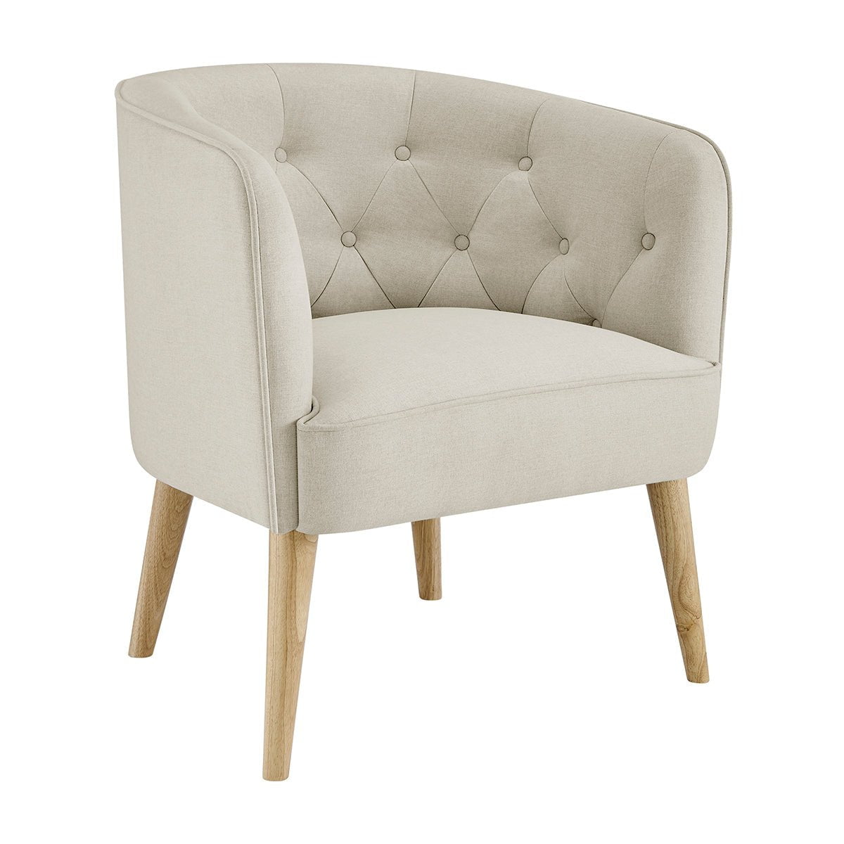 Fauteuil d'appoint scandinave en lin naturel avec cadre en bois classique pour salon