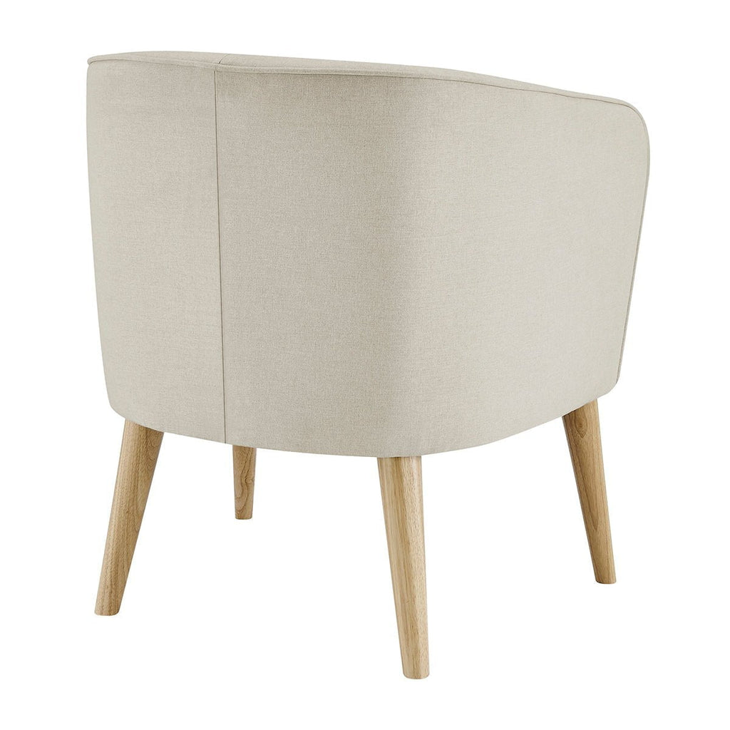 Fauteuil d'appoint scandinave en lin naturel avec cadre en bois classique pour salon