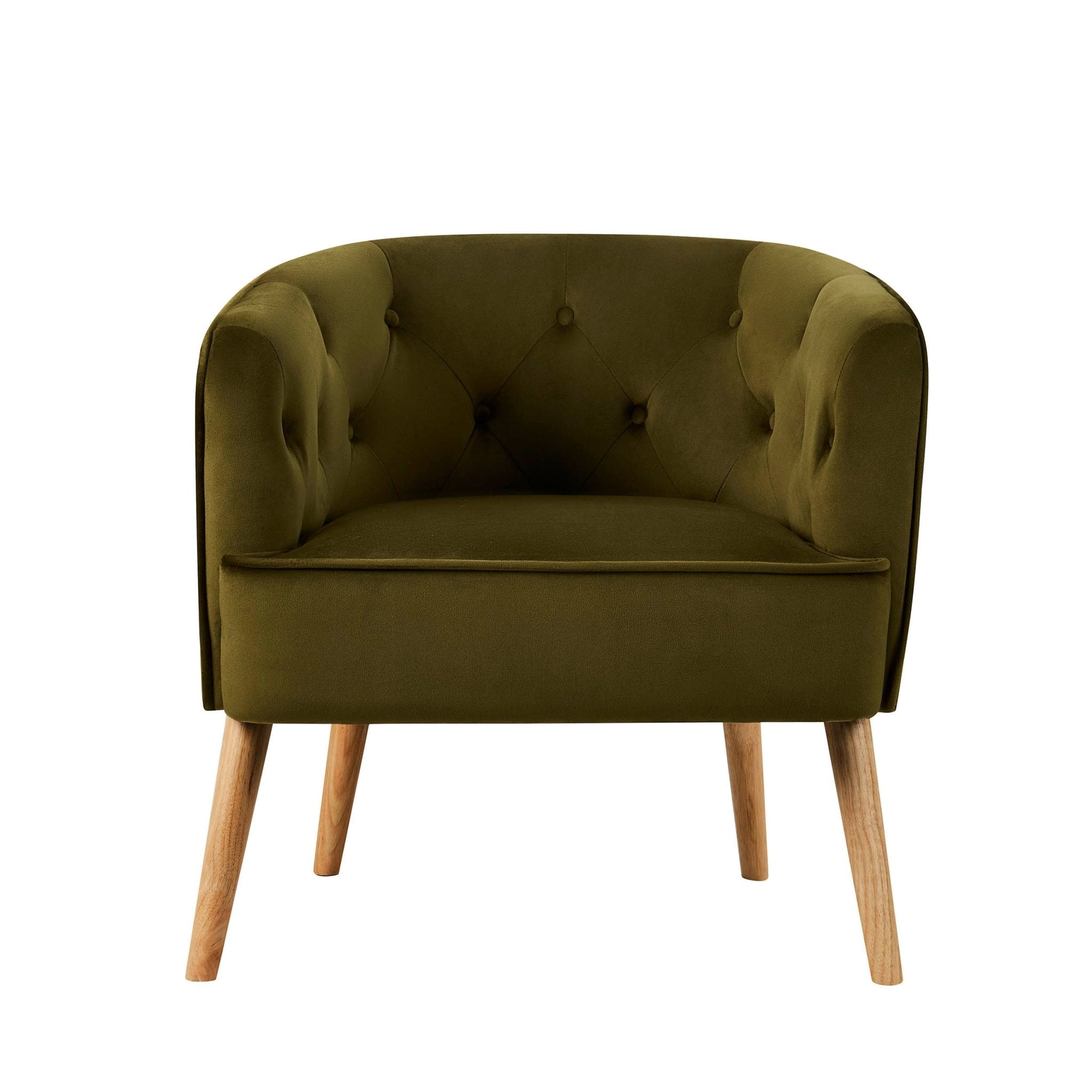 Fauteuil d'appoint rétro en lin vert riche avec cadre classique pour salon