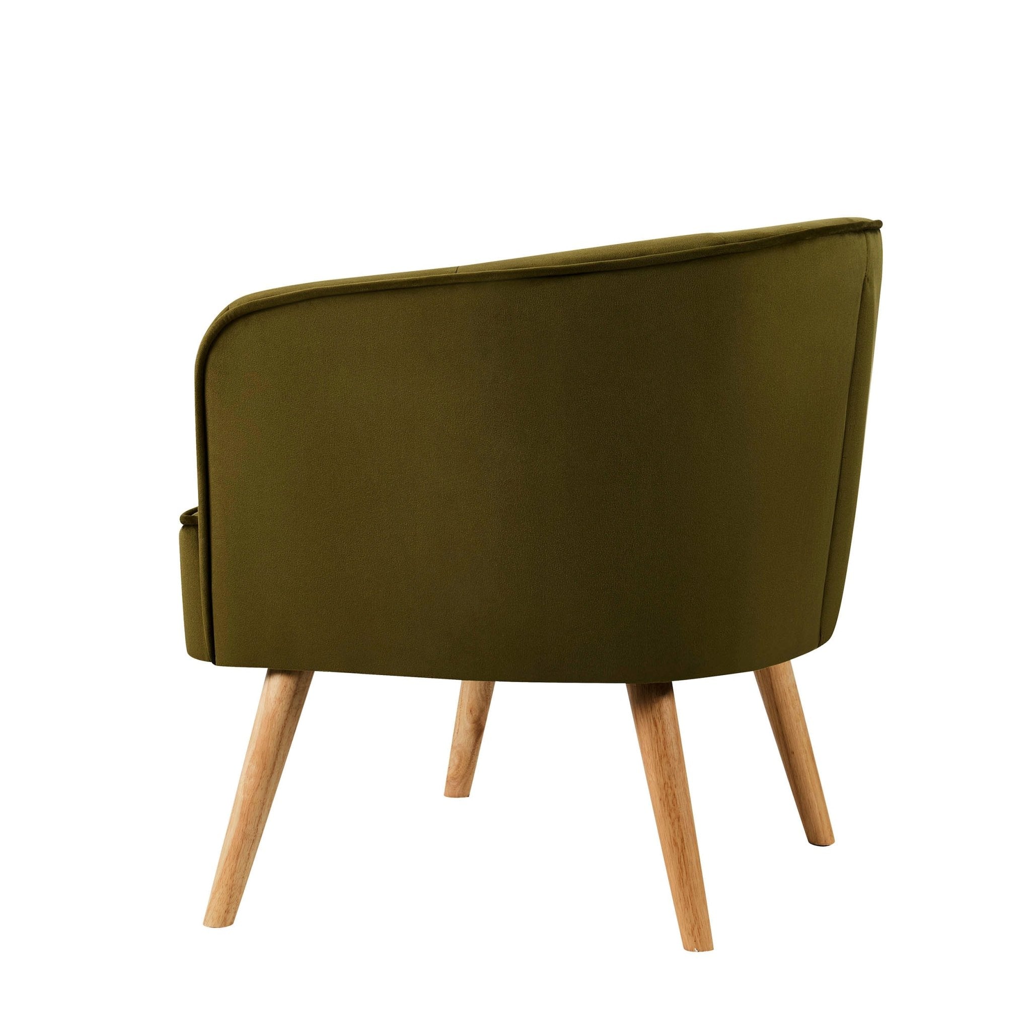 Fauteuil d'appoint rétro en lin vert riche avec cadre classique pour salon