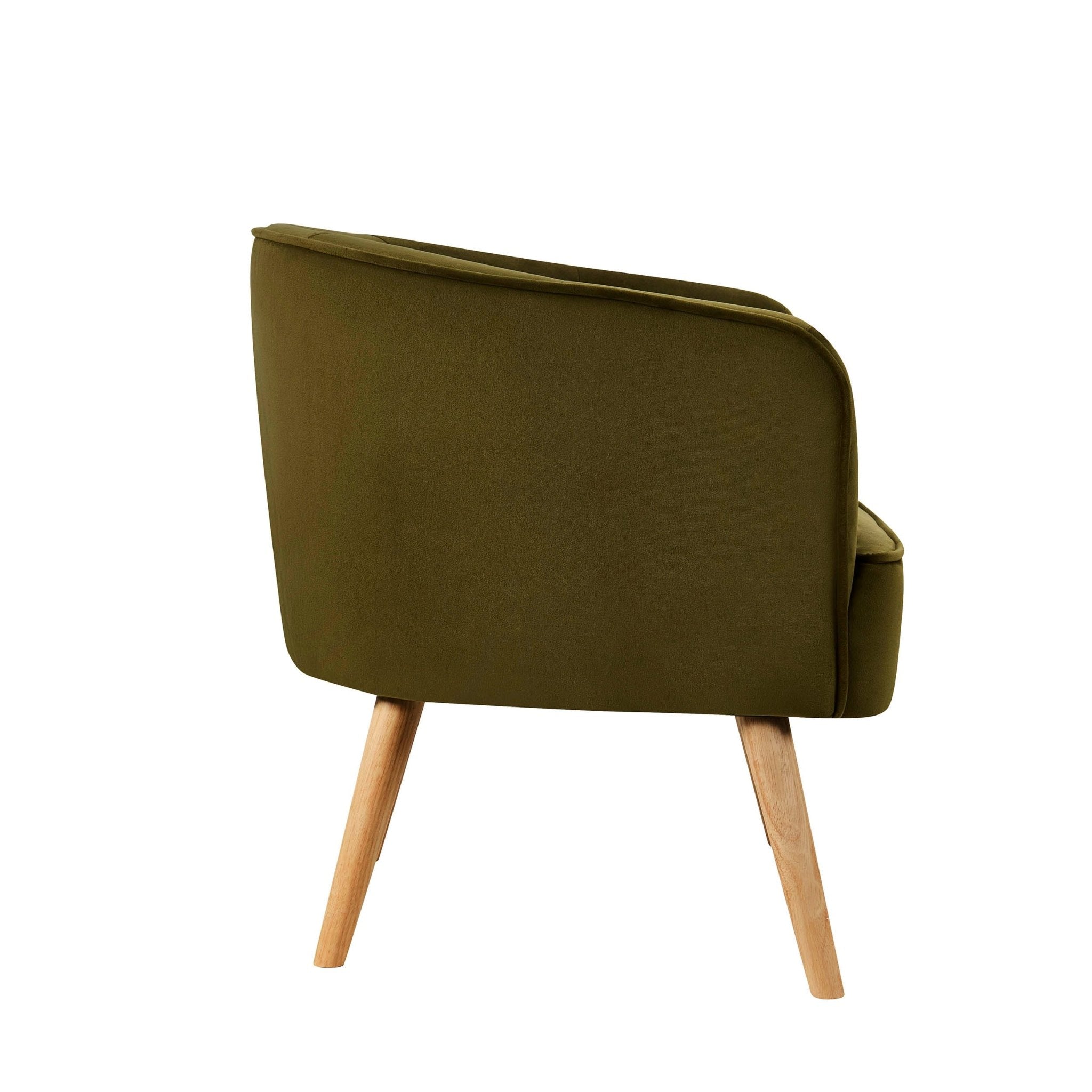 Fauteuil d'appoint rétro en lin vert riche avec cadre classique pour salon