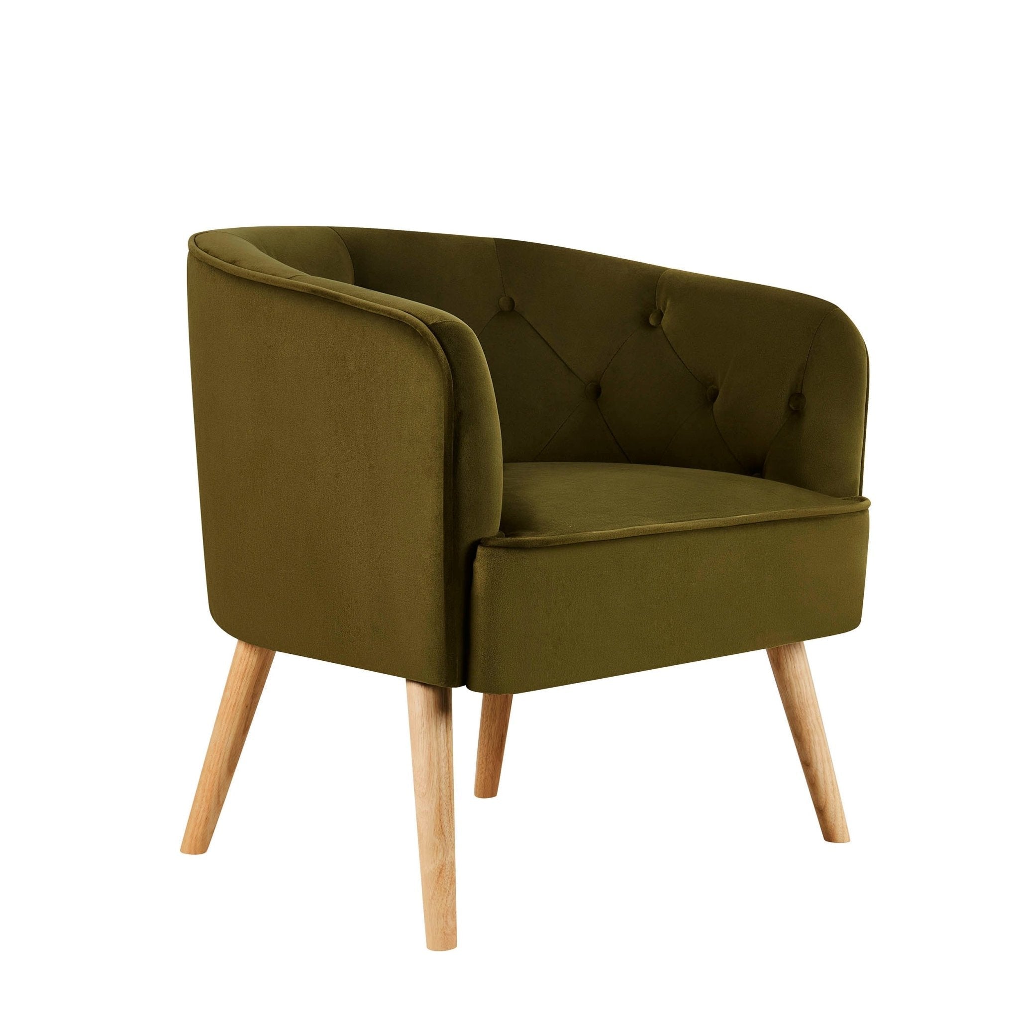 Fauteuil d'appoint rétro en lin vert riche avec cadre classique pour salon