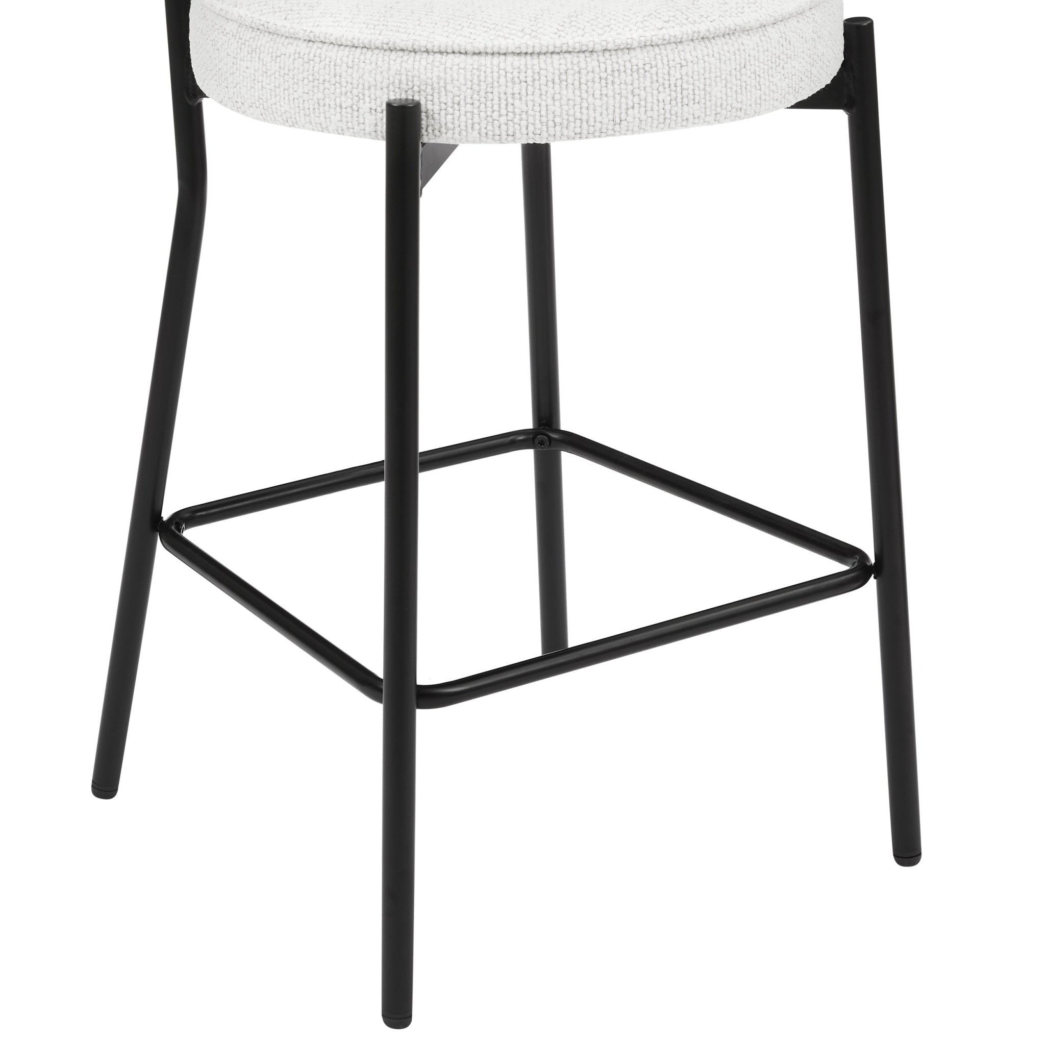 Tabouret de bar contemporain en bouclette ivoire avec dossier arrondi pour cuisine