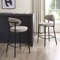 Tabouret de bar contemporain en bouclette taupe à dossier arrondi pour cuisine