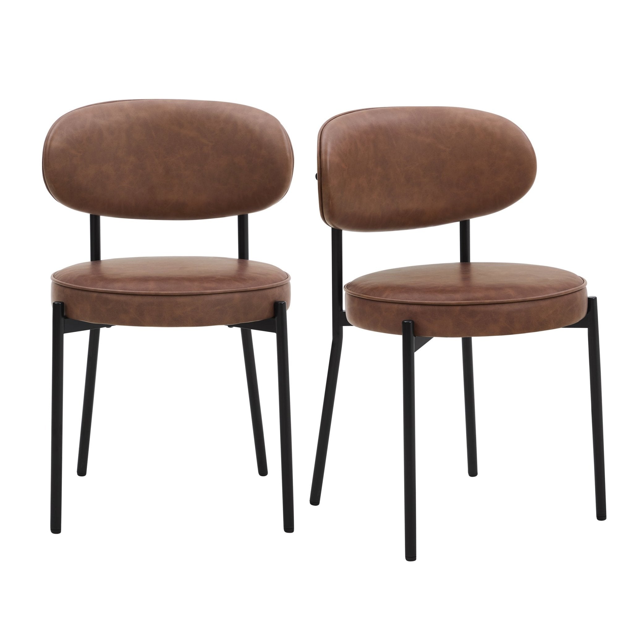 Chaise de salle à manger moderne en similicuir tanné avec dossier arrondi