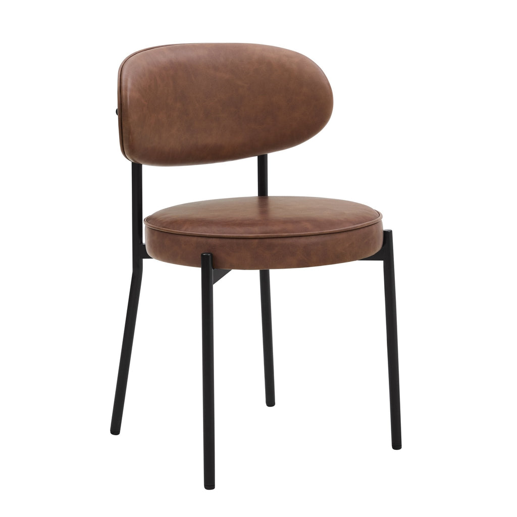 Chaise de salle à manger moderne en similicuir tanné avec dossier arrondi