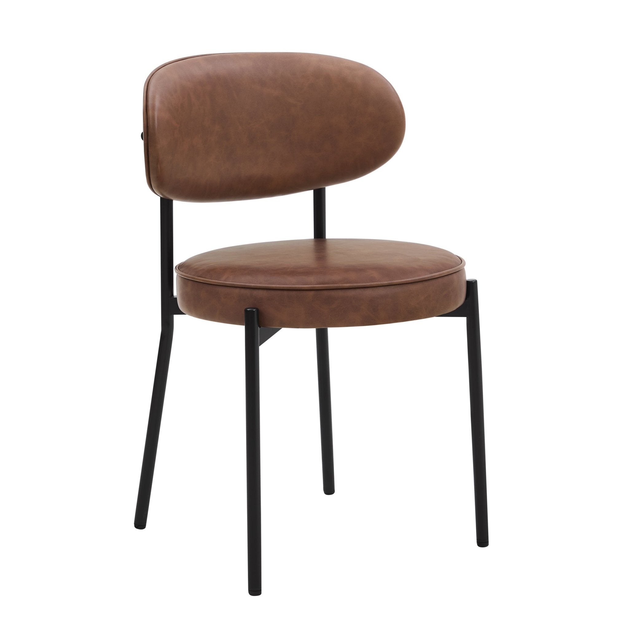 Chaise de salle à manger moderne en similicuir tanné avec dossier arrondi