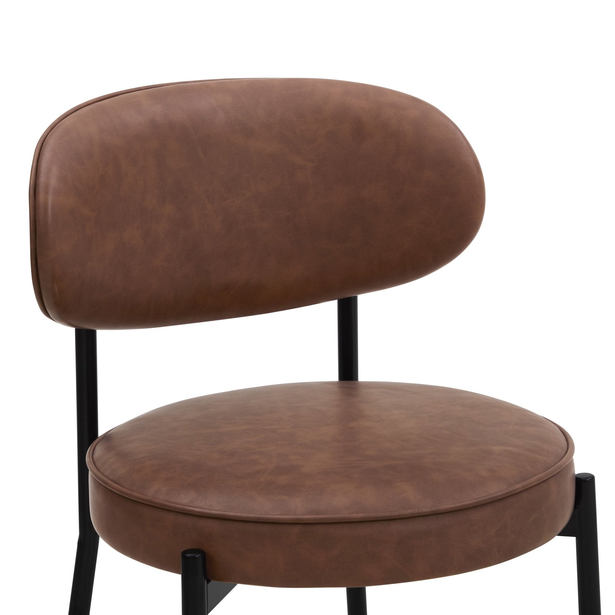 Chaise de salle à manger moderne en similicuir tanné avec dossier arrondi