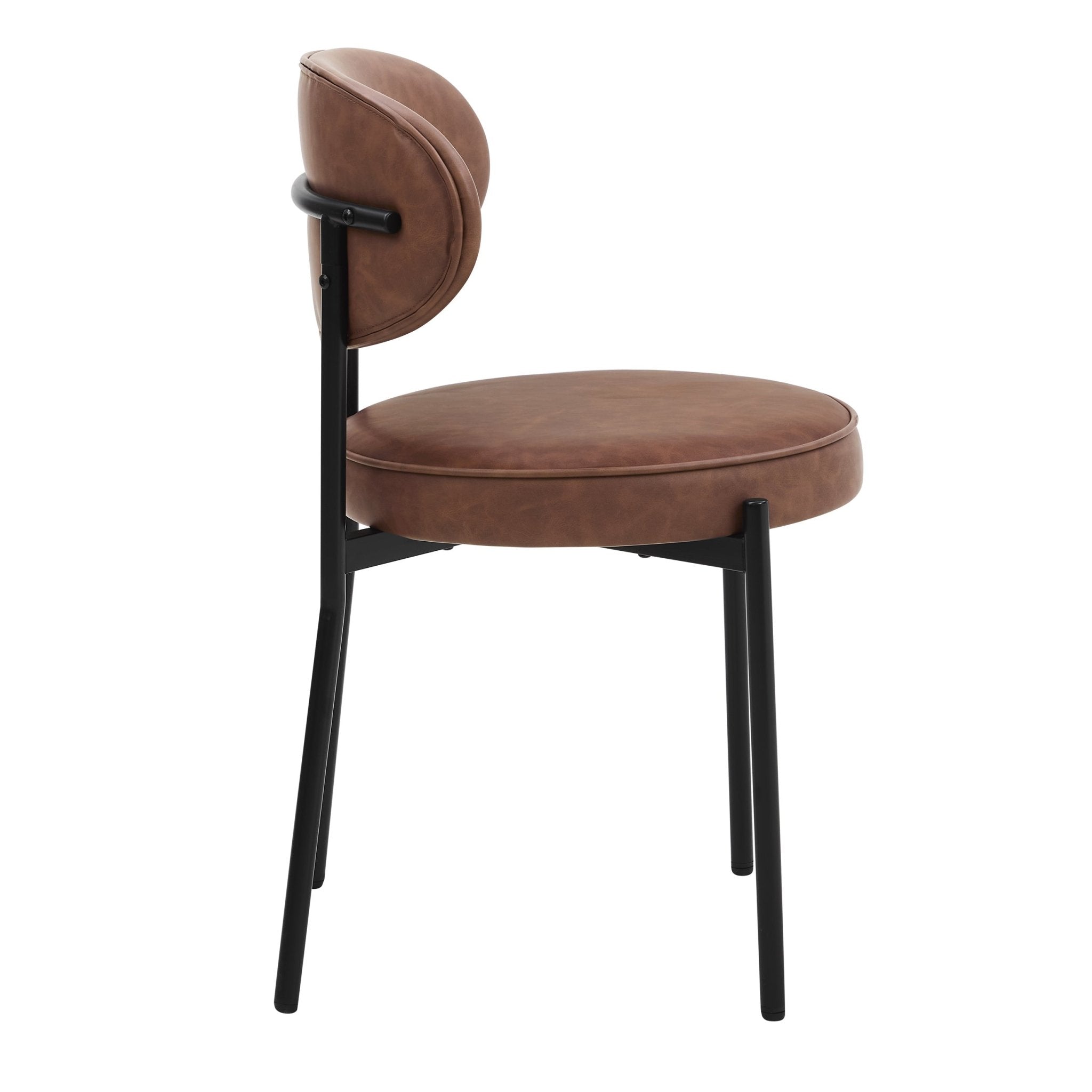 Chaise de salle à manger moderne en similicuir tanné avec dossier arrondi