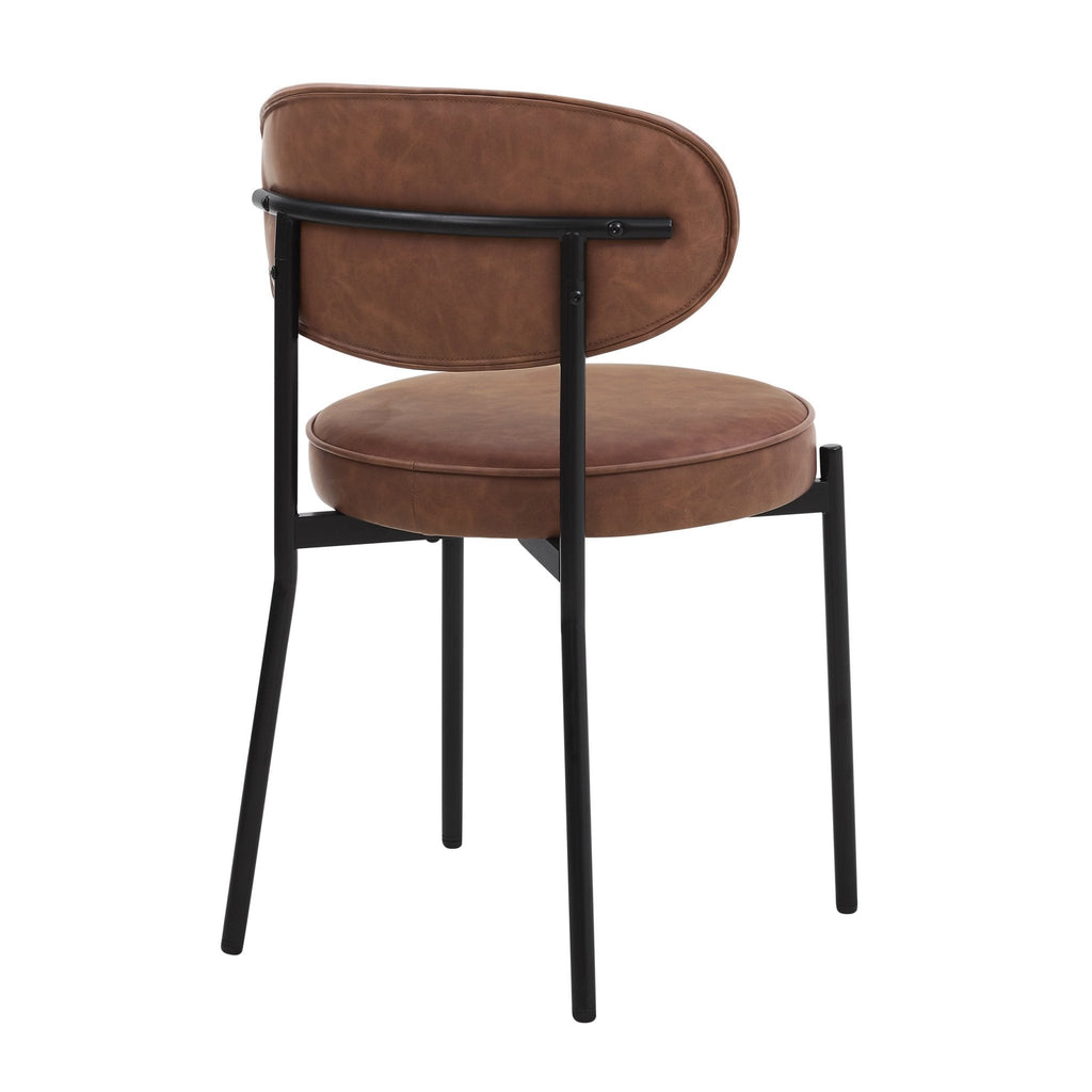 Chaise de salle à manger moderne en similicuir tanné avec dossier arrondi