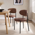 Chaise de salle à manger moderne en similicuir tanné avec dossier arrondi