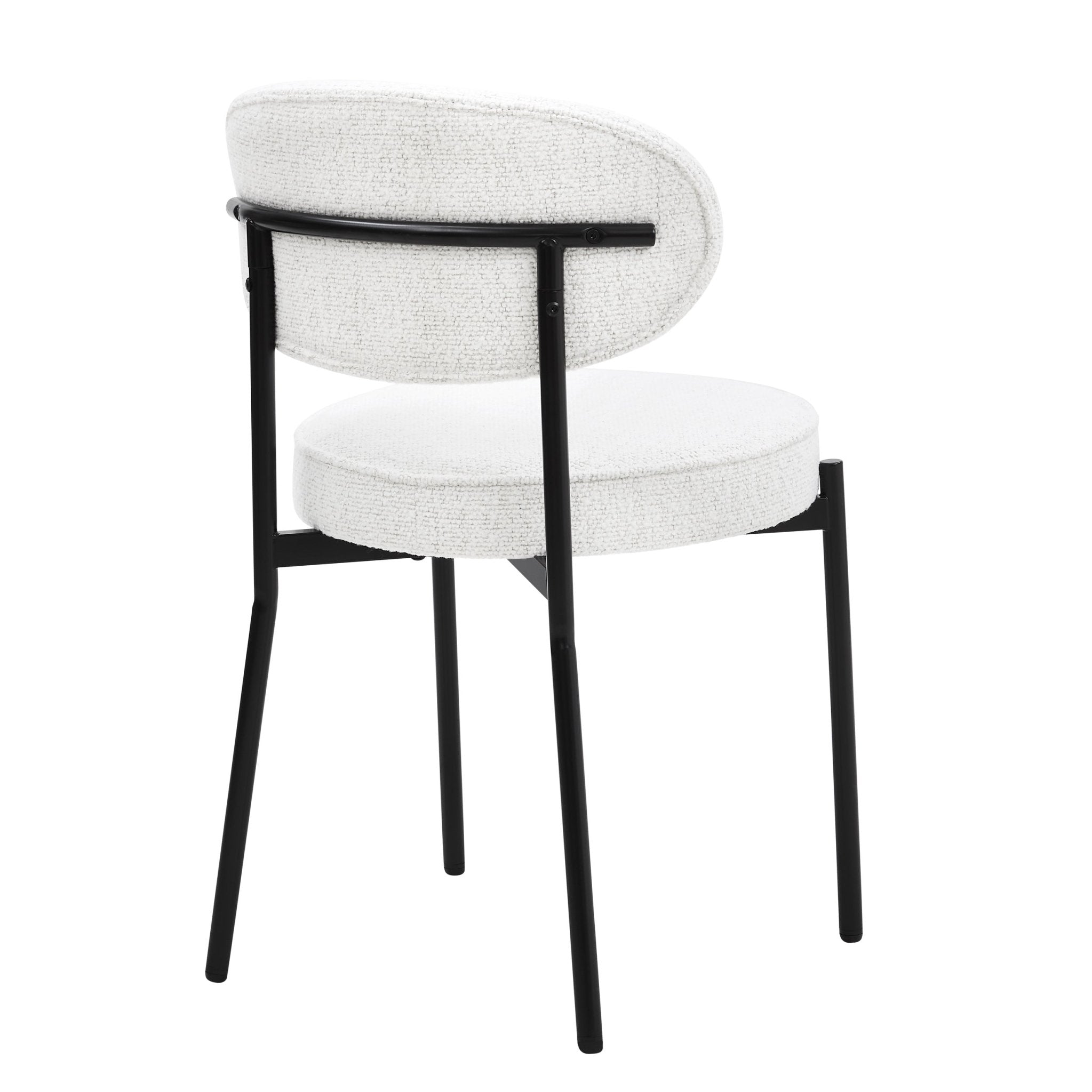 Chaise de salle à manger contemporaine en bouclette ivoire avec dossier arrondi
