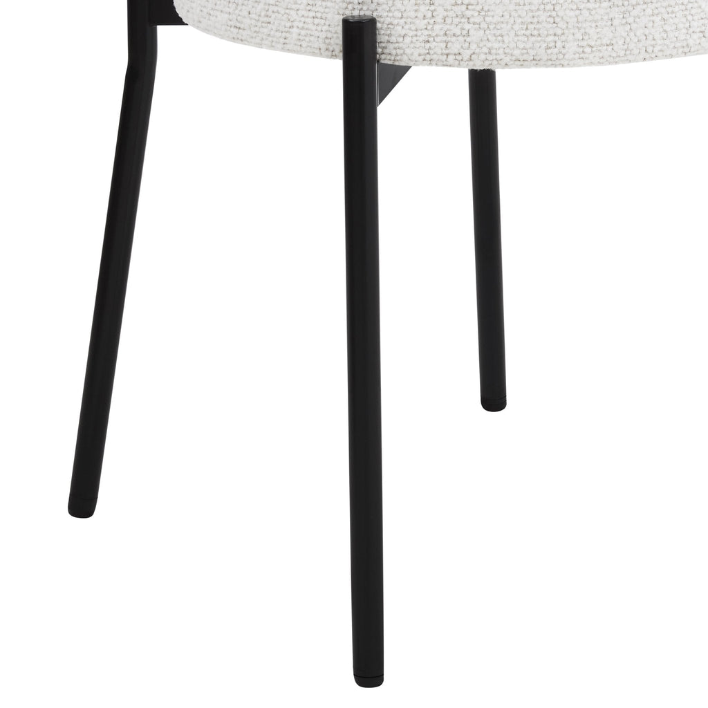 Chaise de salle à manger contemporaine en bouclette ivoire avec dossier arrondi