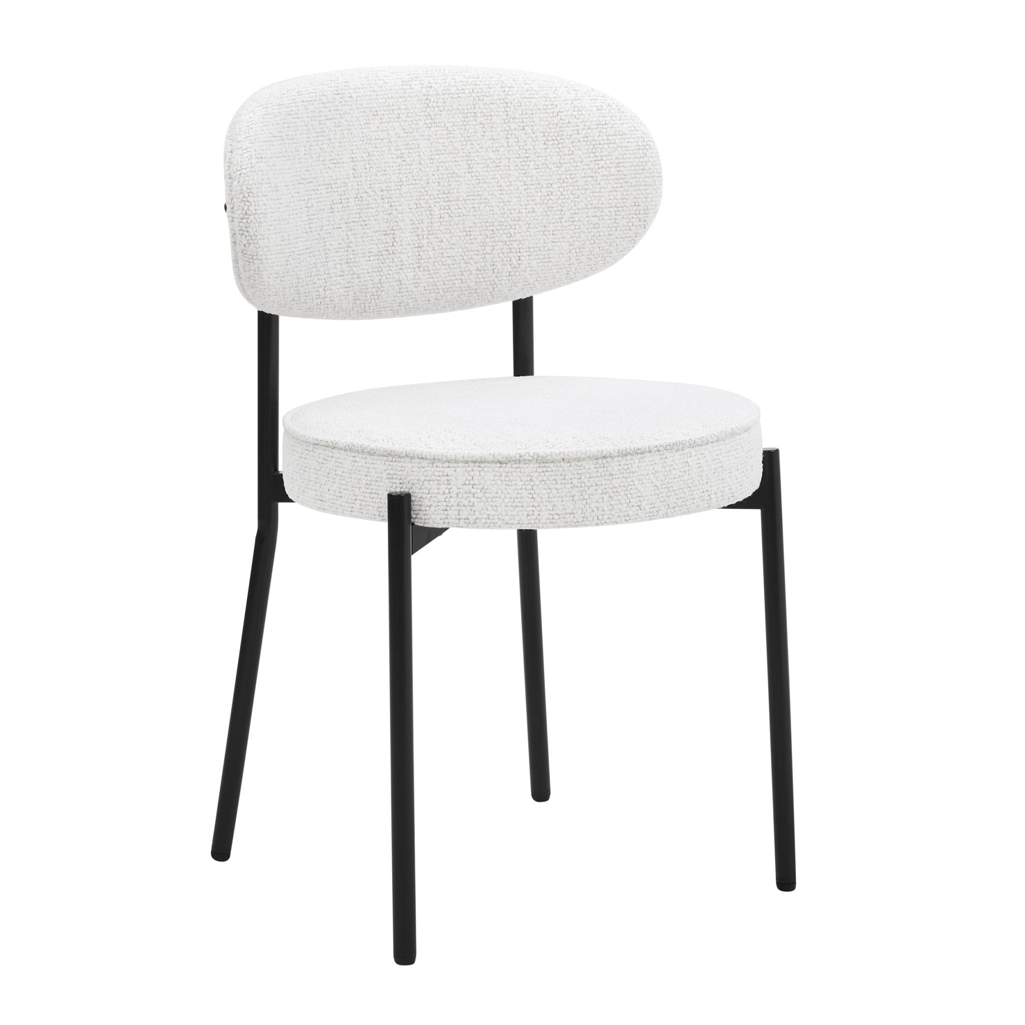Chaise de salle à manger contemporaine en bouclette ivoire avec dossier arrondi
