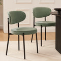 Chaise de salle à manger contemporaine en velours mat vert sauge avec dossier arrondi