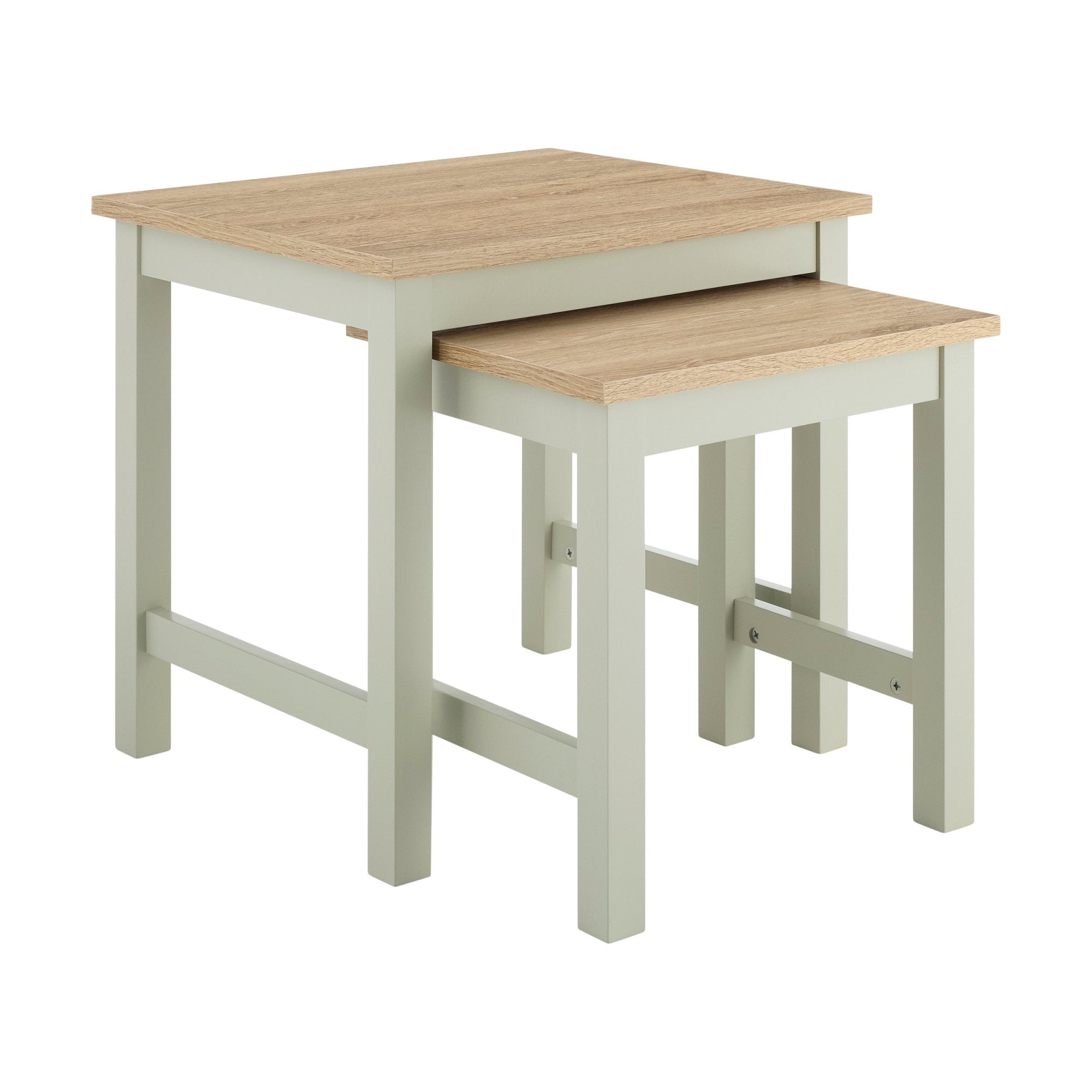 Table d'appoint minimaliste vert sauge avec design compact pour salon