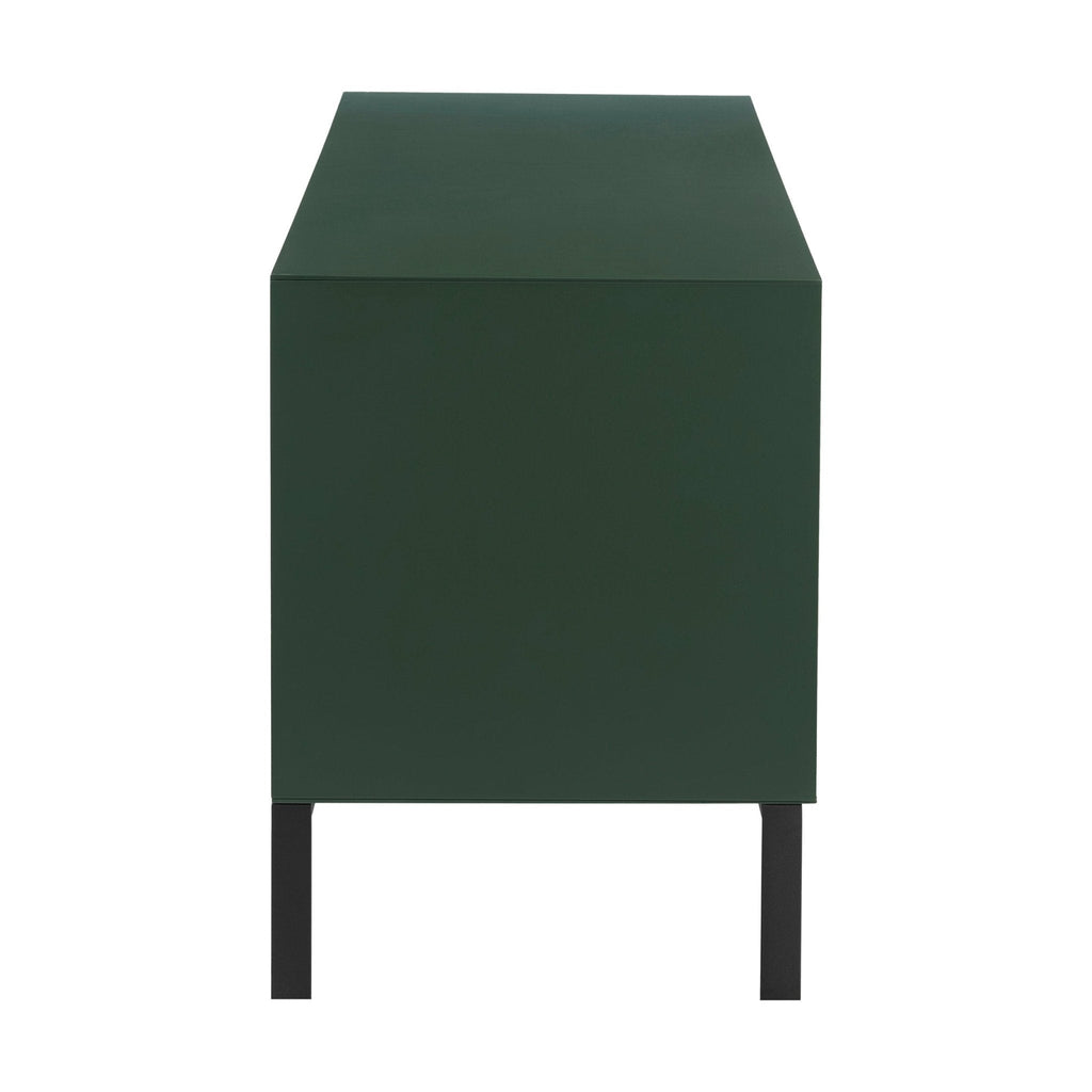 Meuble TV contemporain vert forêt avec portes à ouverture par pression pour téléviseurs jusqu'à 60 pouces pour salon