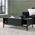 Table basse contemporaine vert forêt avec étagère ouverte pour salon