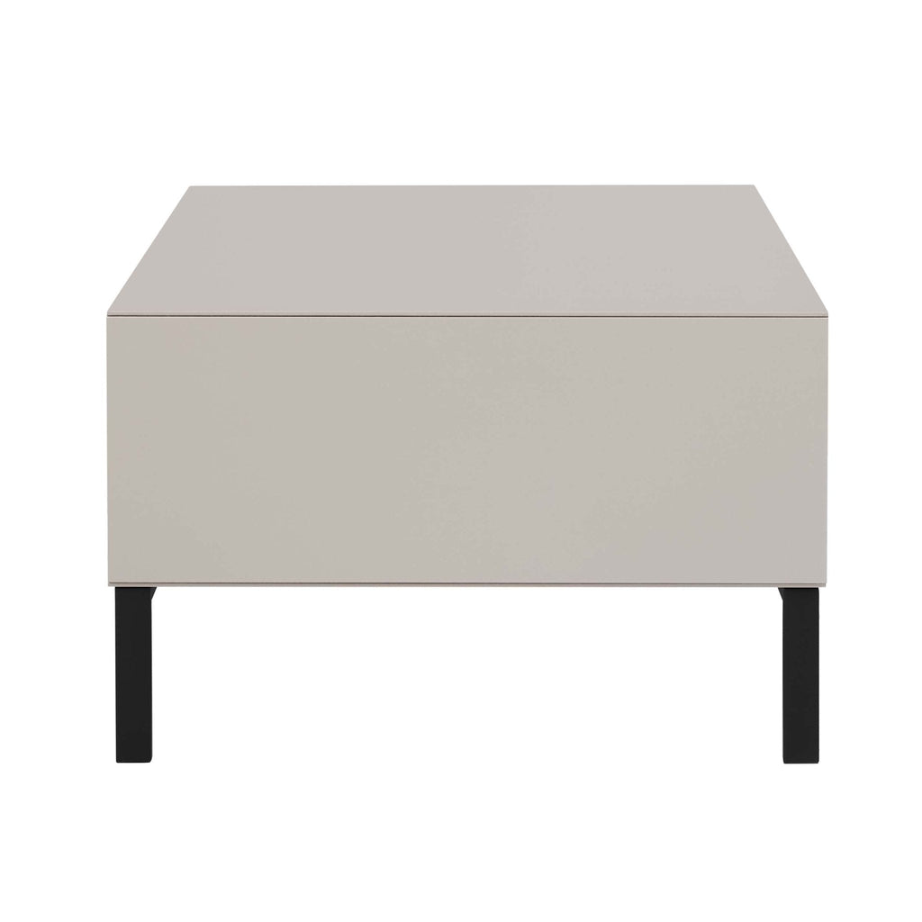 Table basse taupe contemporaine avec étagère ouverte pour le rangement dans le salon