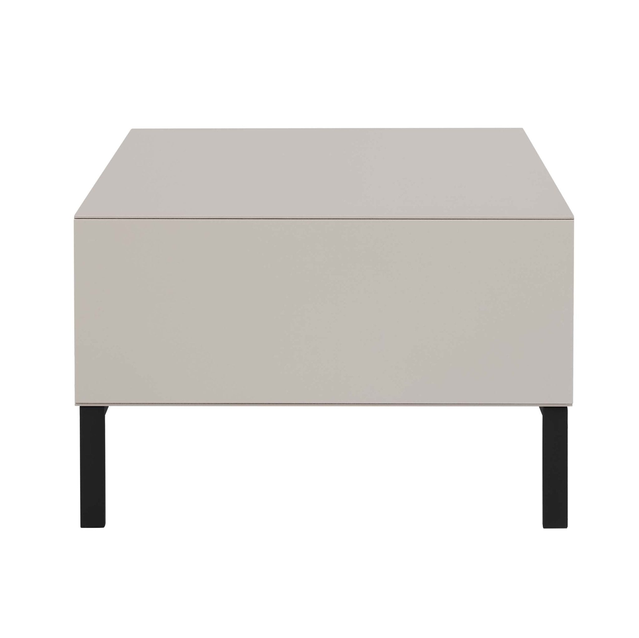 Table basse taupe contemporaine avec étagère ouverte pour le rangement dans le salon