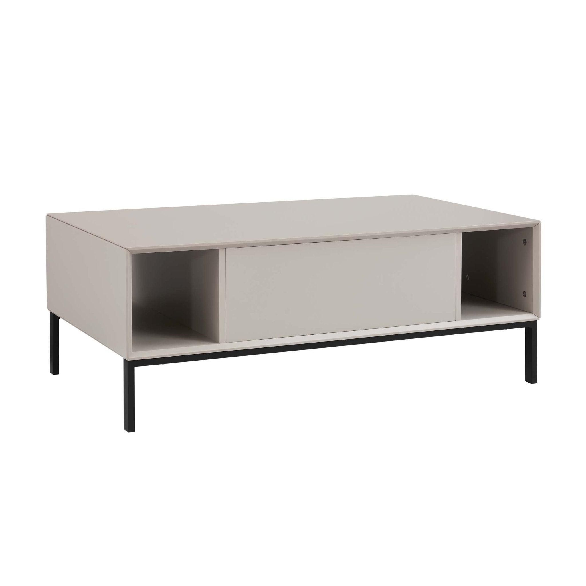 Table basse taupe contemporaine avec étagère ouverte pour le rangement dans le salon