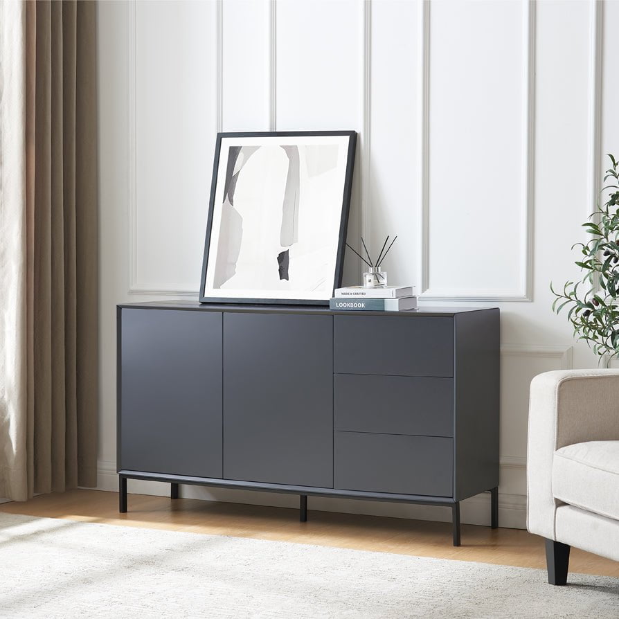Grand buffet contemporain anthracite avec tiroirs pour le salon