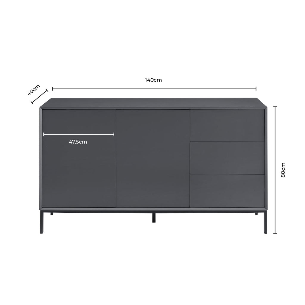 Grand buffet contemporain anthracite avec tiroirs pour le salon