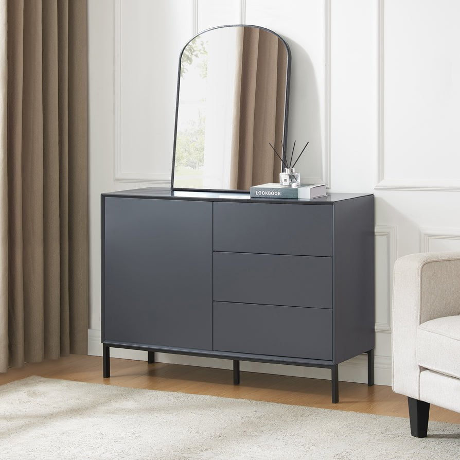 Buffet contemporain en charbon de bois avec tiroirs pour salon