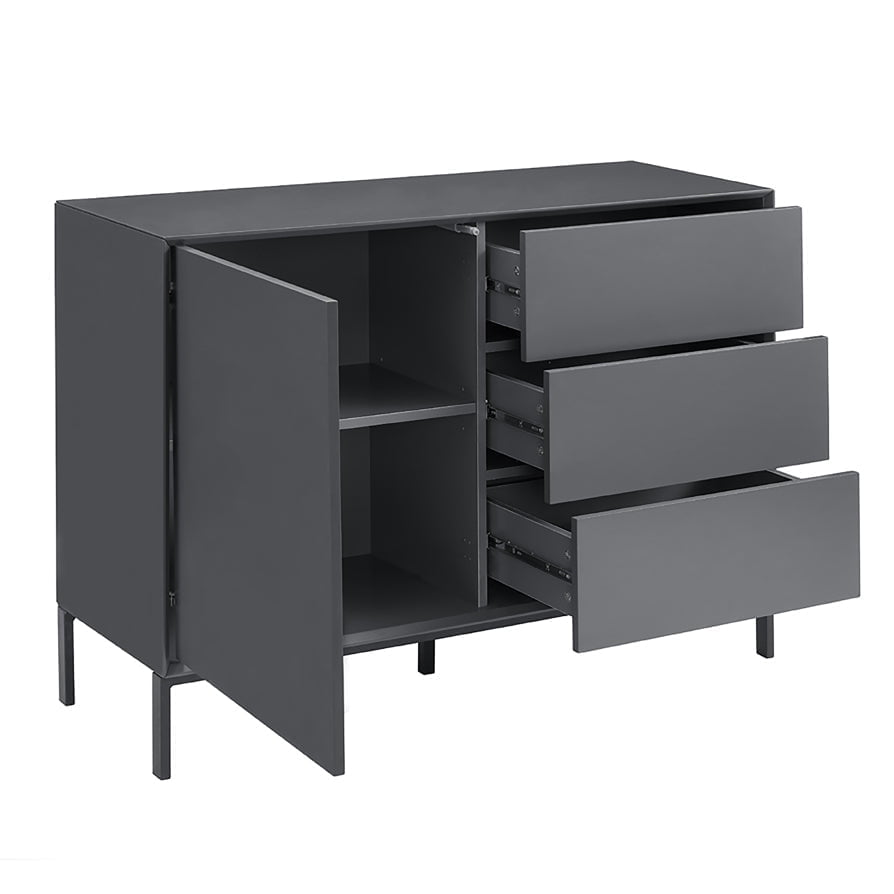 Buffet contemporain en charbon de bois avec tiroirs pour salon