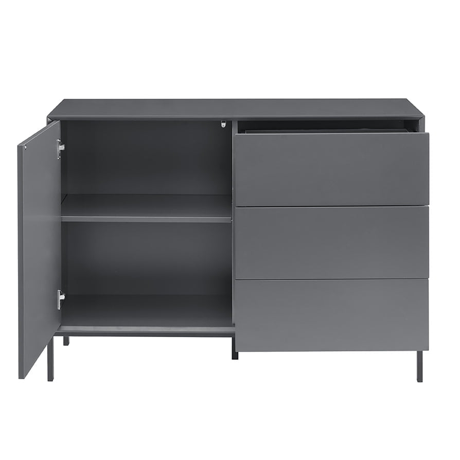 Buffet contemporain en charbon de bois avec tiroirs pour salon