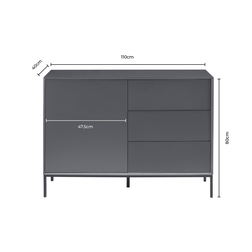 Buffet contemporain en charbon de bois avec tiroirs pour salon