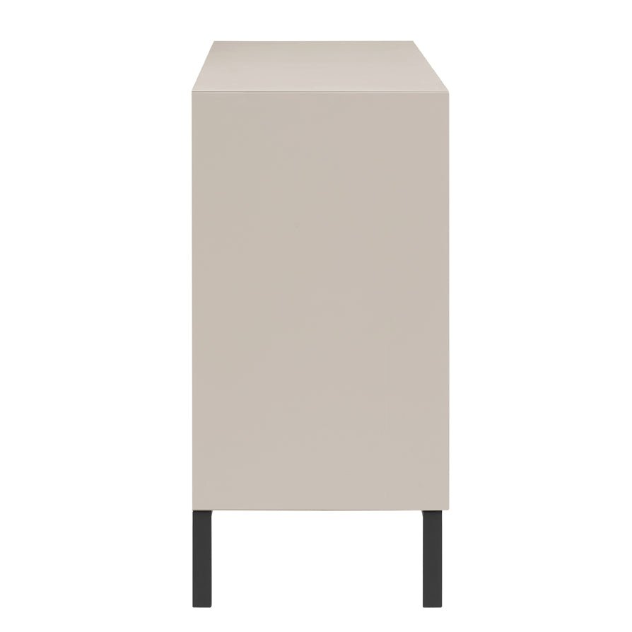 Buffet bas taupe contemporain avec tiroirs pour salon