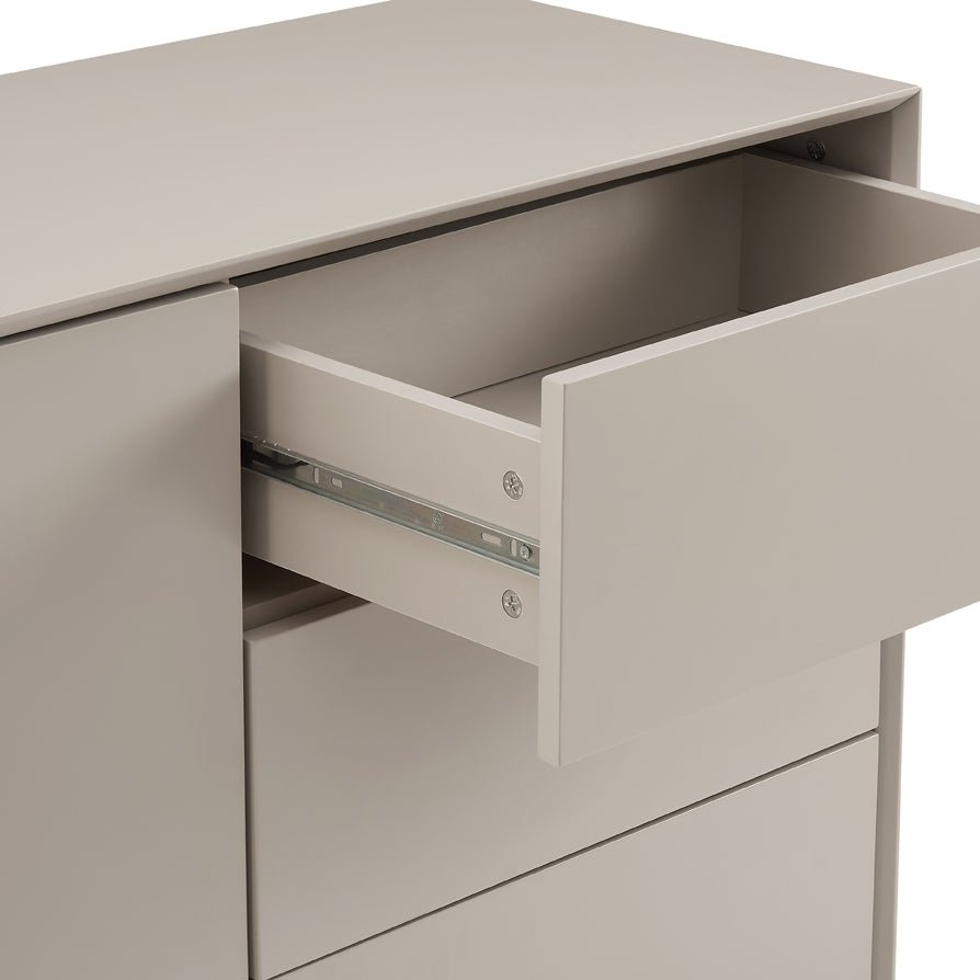 Buffet bas taupe contemporain avec tiroirs pour salon