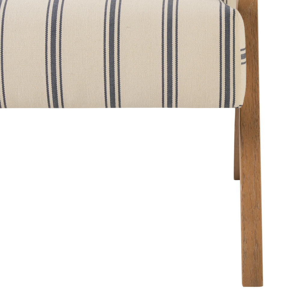 Fauteuil d'appoint en tissu rayé bleu côtier au design décontracté pour le salon