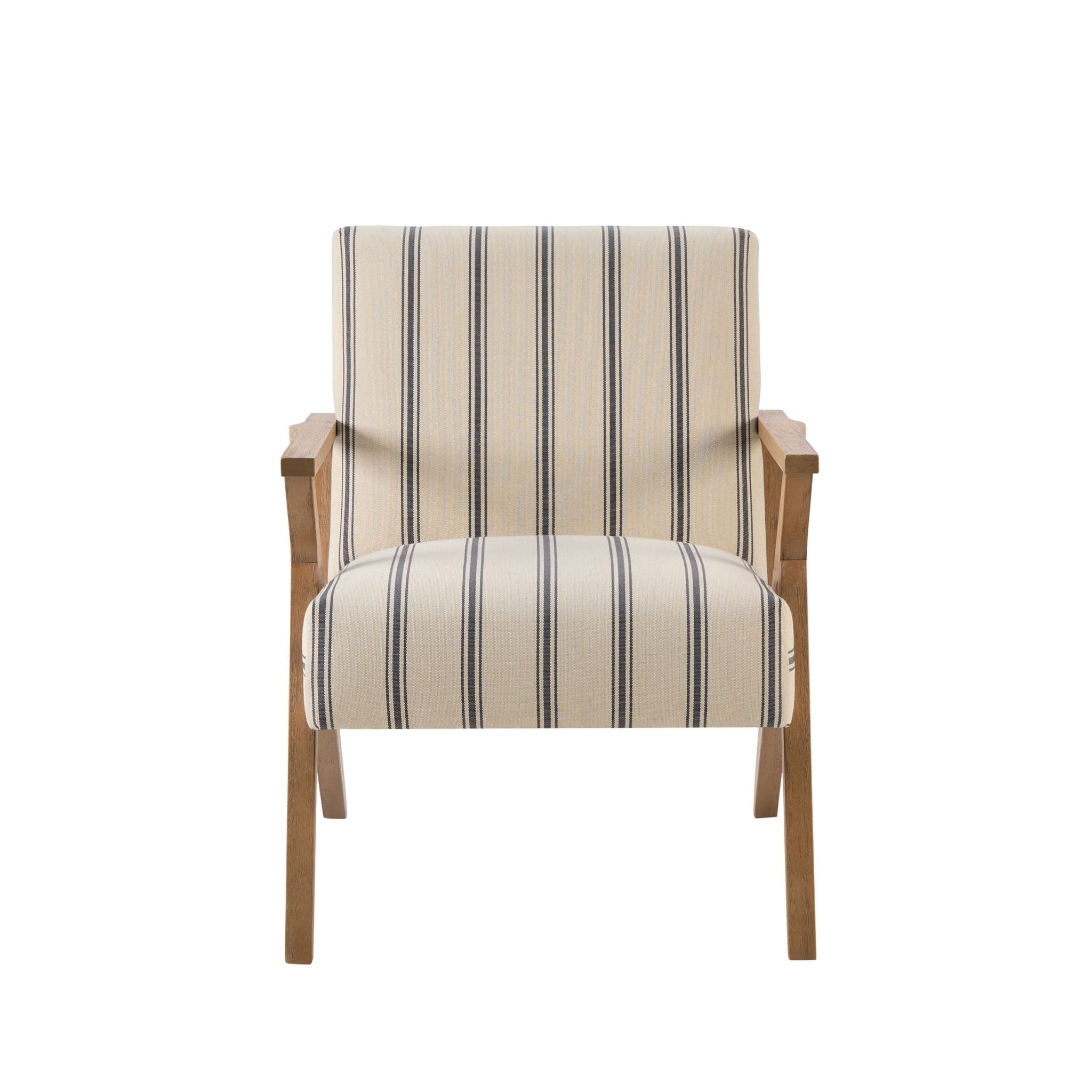 Fauteuil d'appoint en tissu rayé bleu côtier au design décontracté pour le salon