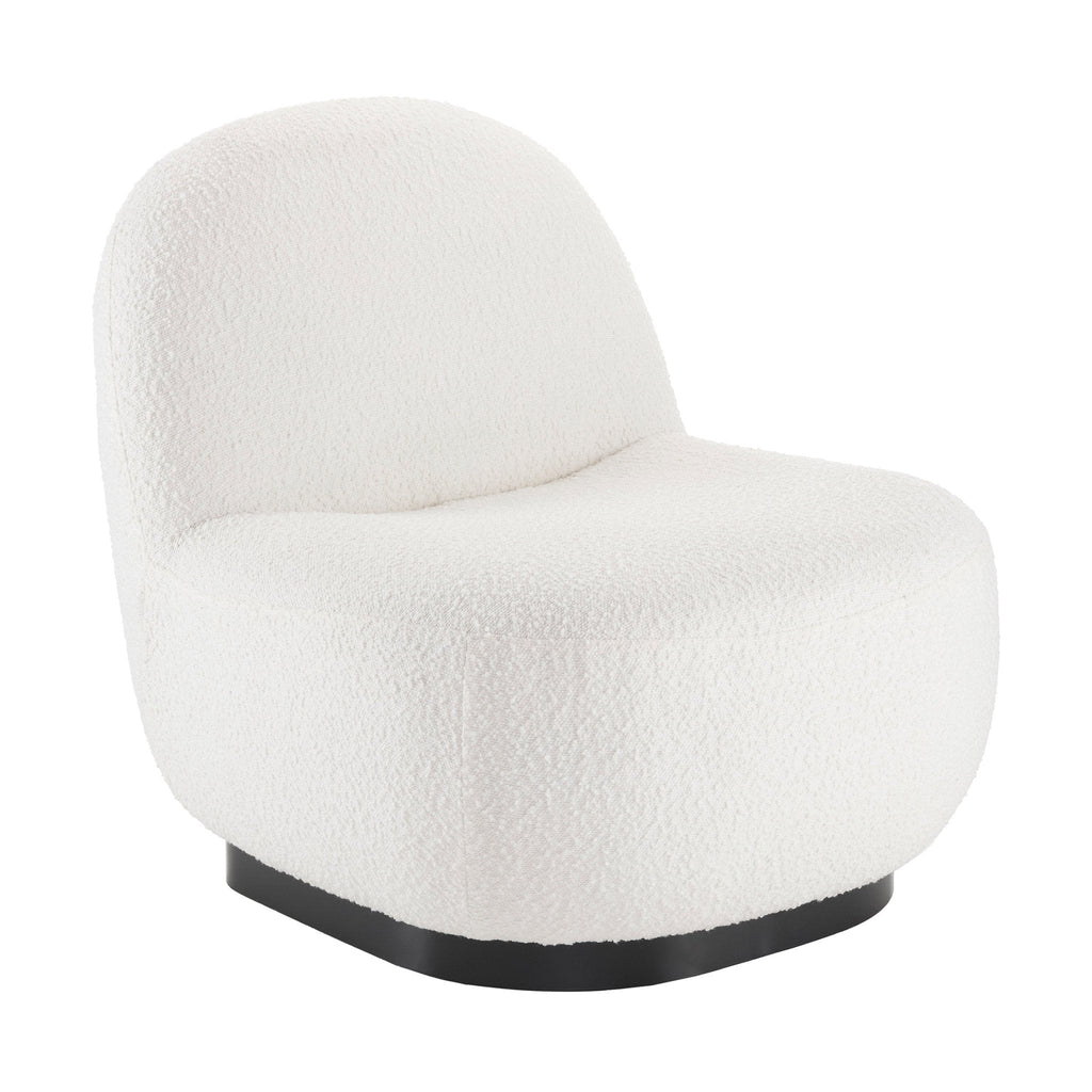 Fauteuil d'appoint contemporain en bouclette ivoire au design compact pour le salon