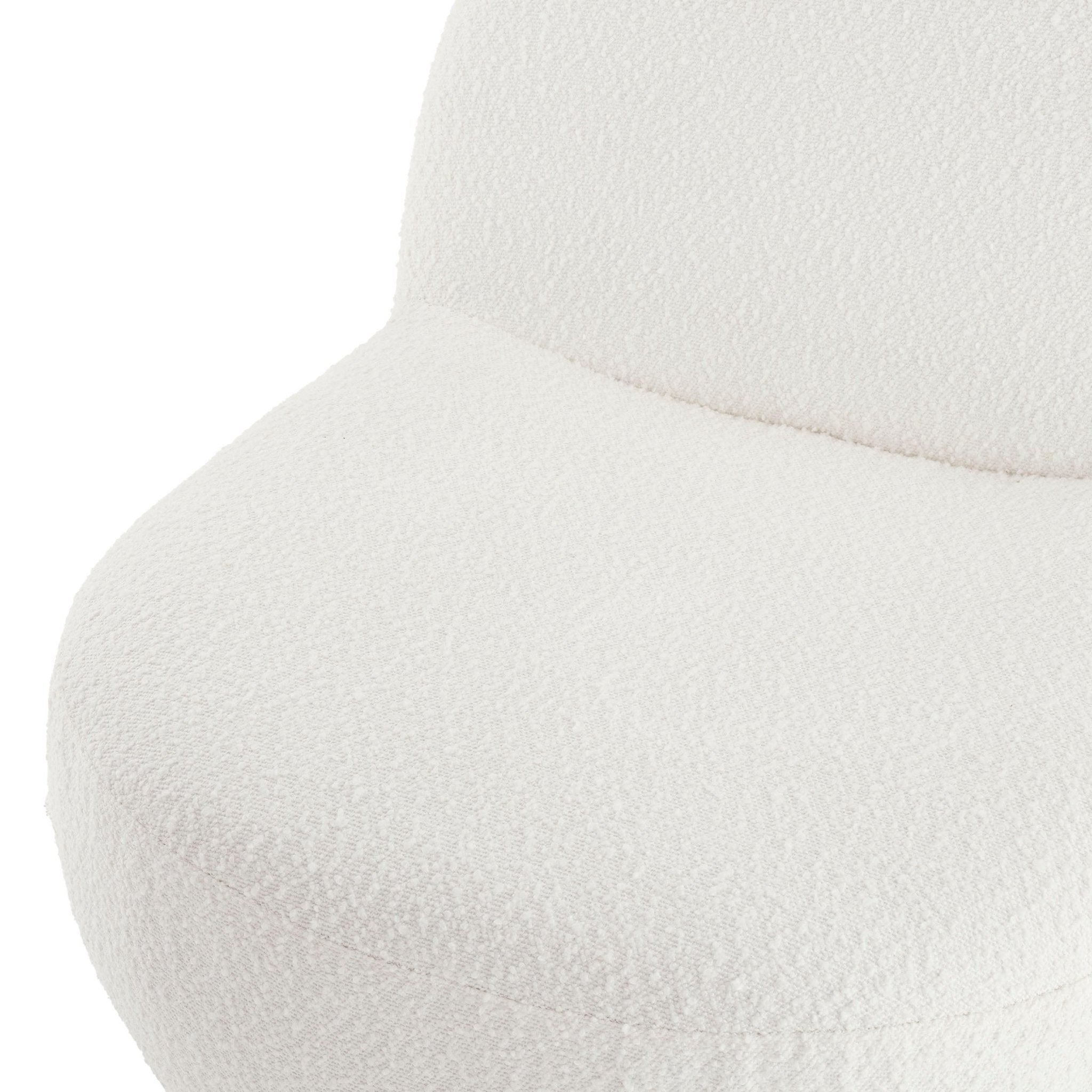 Fauteuil d'appoint contemporain en bouclette ivoire au design compact pour le salon