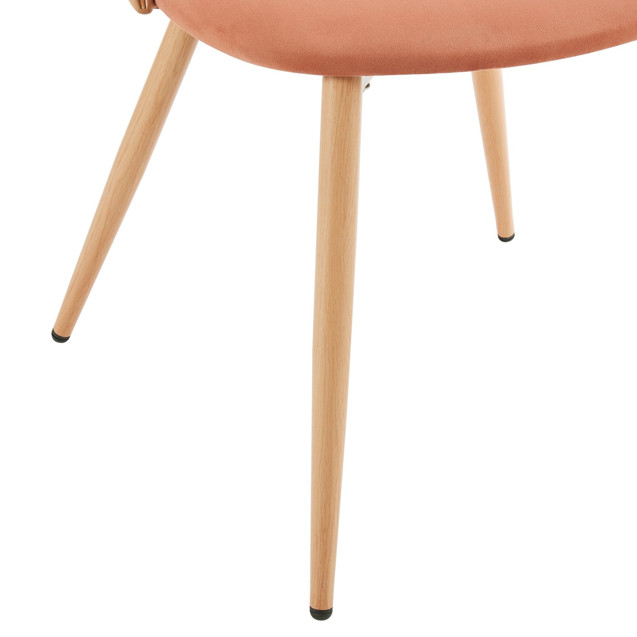 Chaise de salle à manger en tissu abricot de style bohème avec cadre en bois naturel