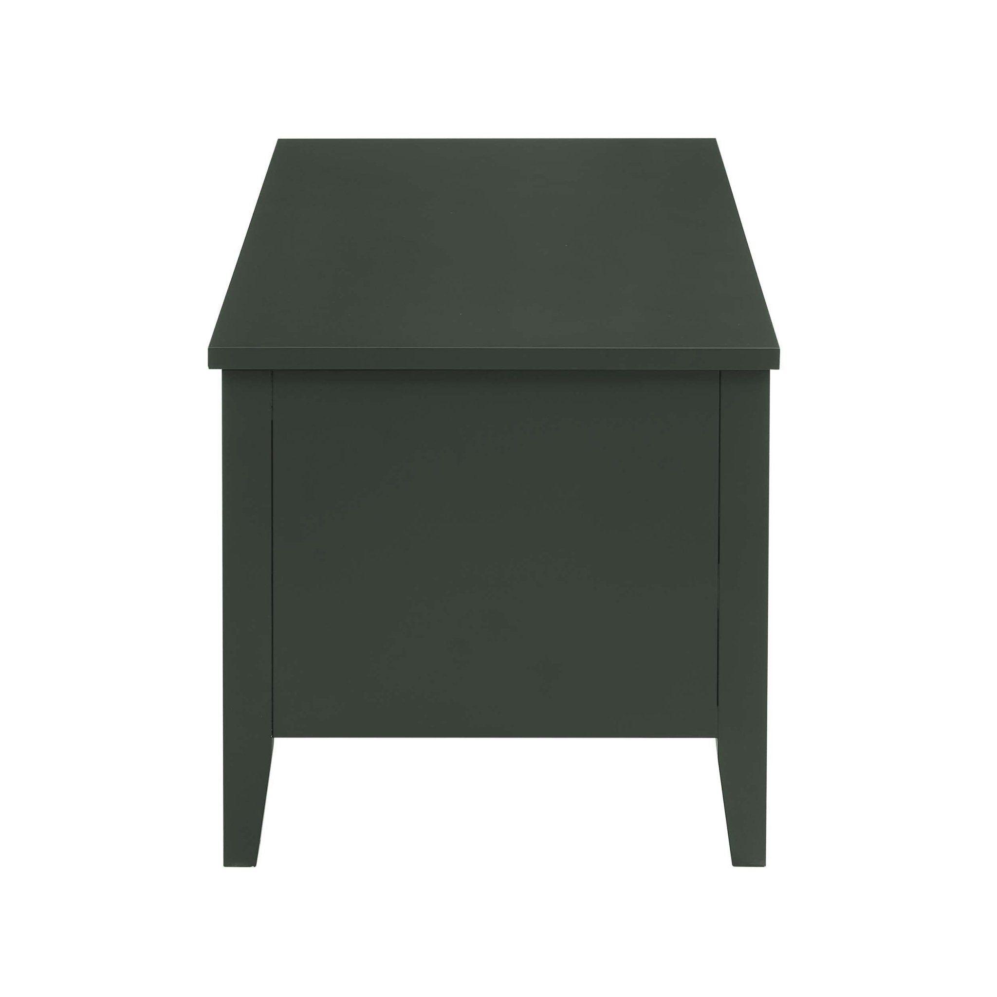 Table basse moderne vert forêt avec plateau relevable et rangement dissimulé pour le salon