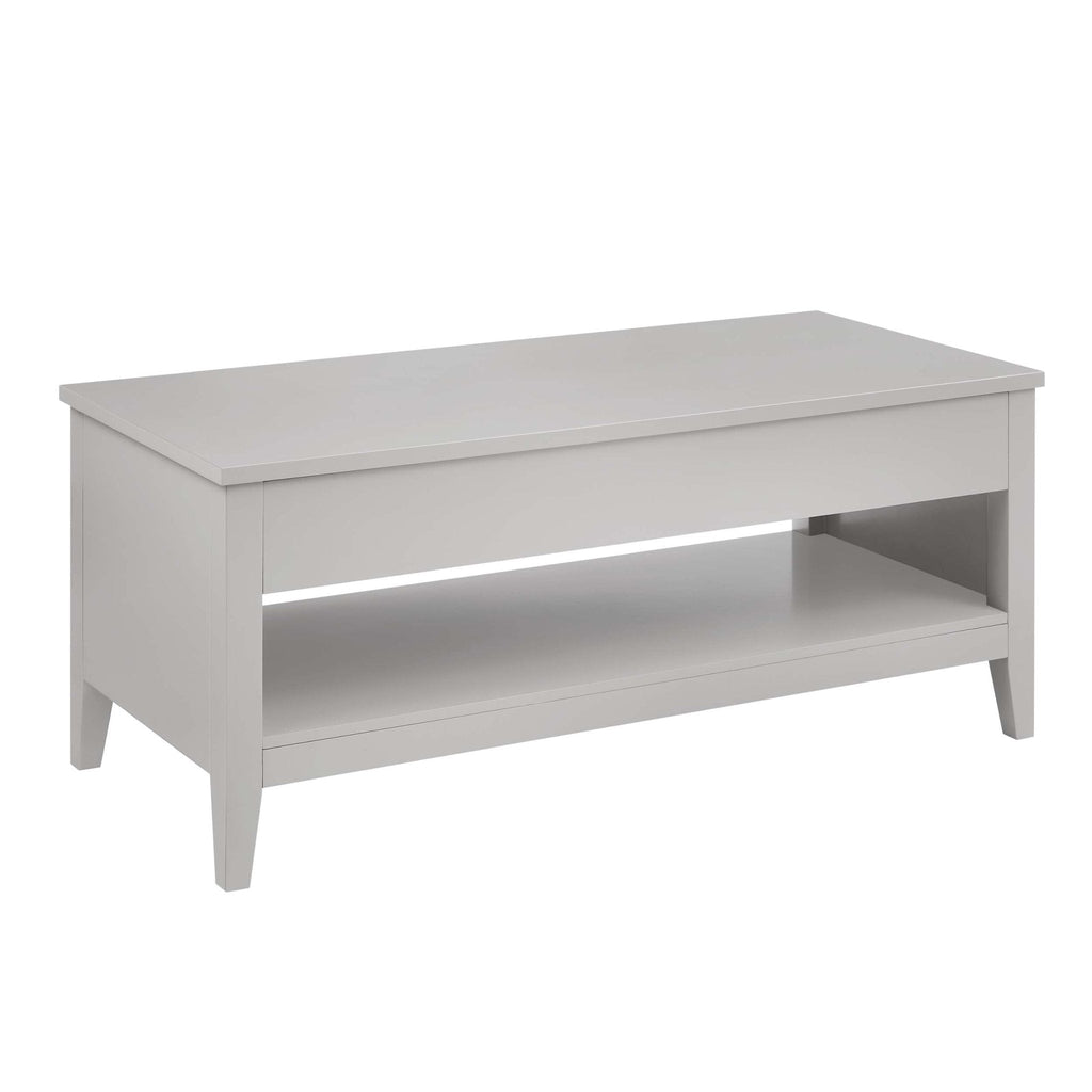 Table basse moderne gris peint à plateau relevable avec rangement dissimulé pour salon