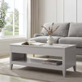 Table basse moderne gris peint à plateau relevable avec rangement dissimulé pour salon