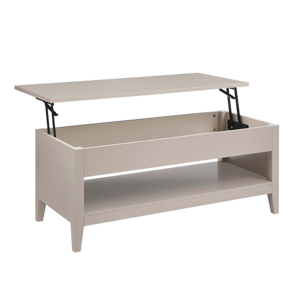 Table basse relevable galet moderne avec rangement caché pour salon
