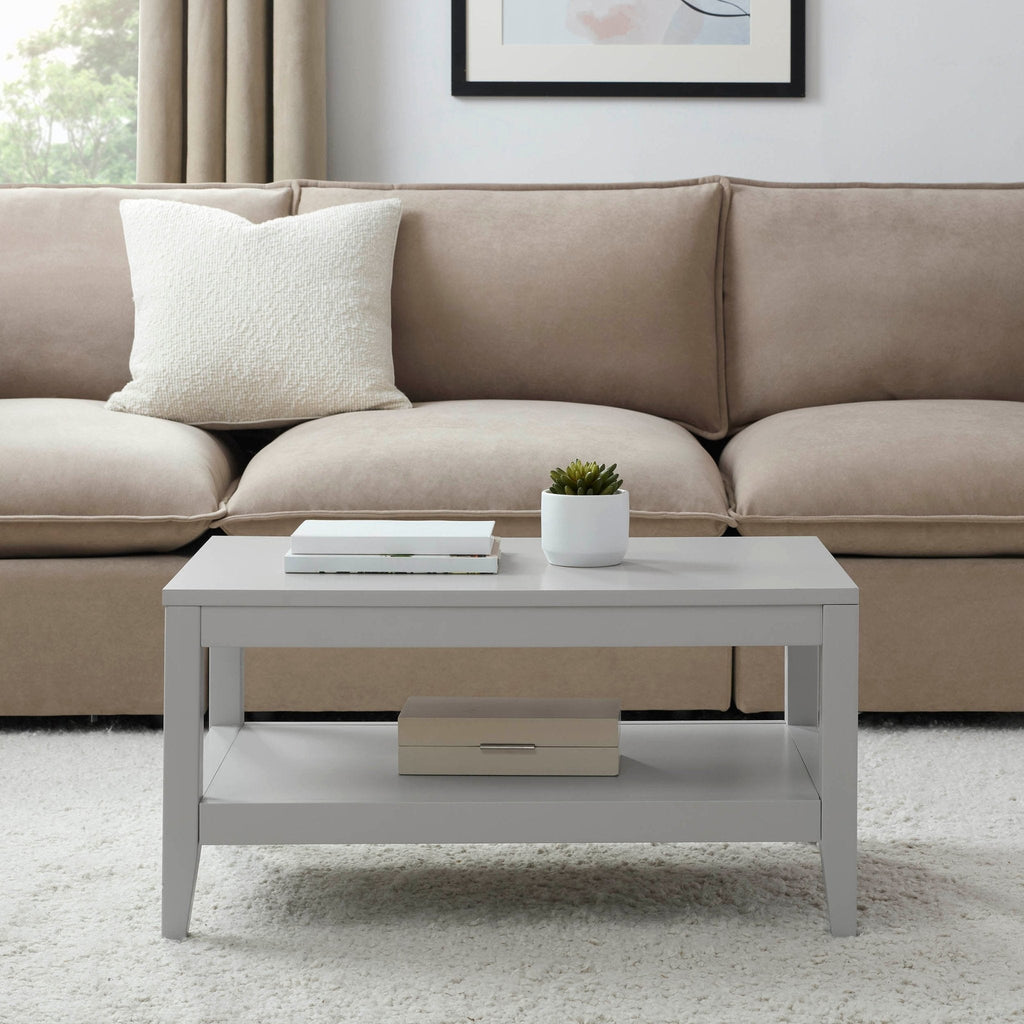 Table basse moderne peinte en gris avec étagère ouverte pour salon
