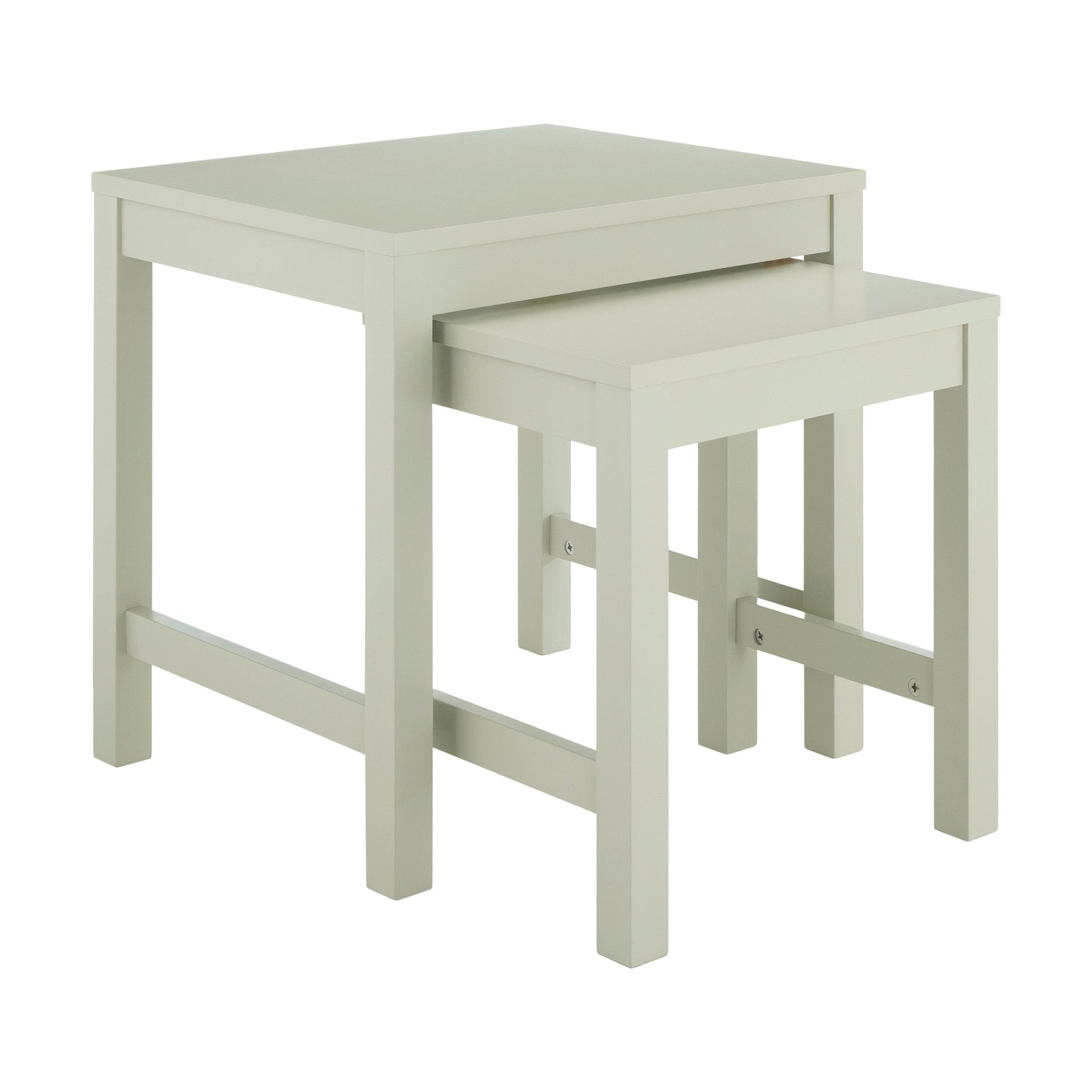 Table d'appoint vert sauge moderne avec étagère ouverte pour salon
