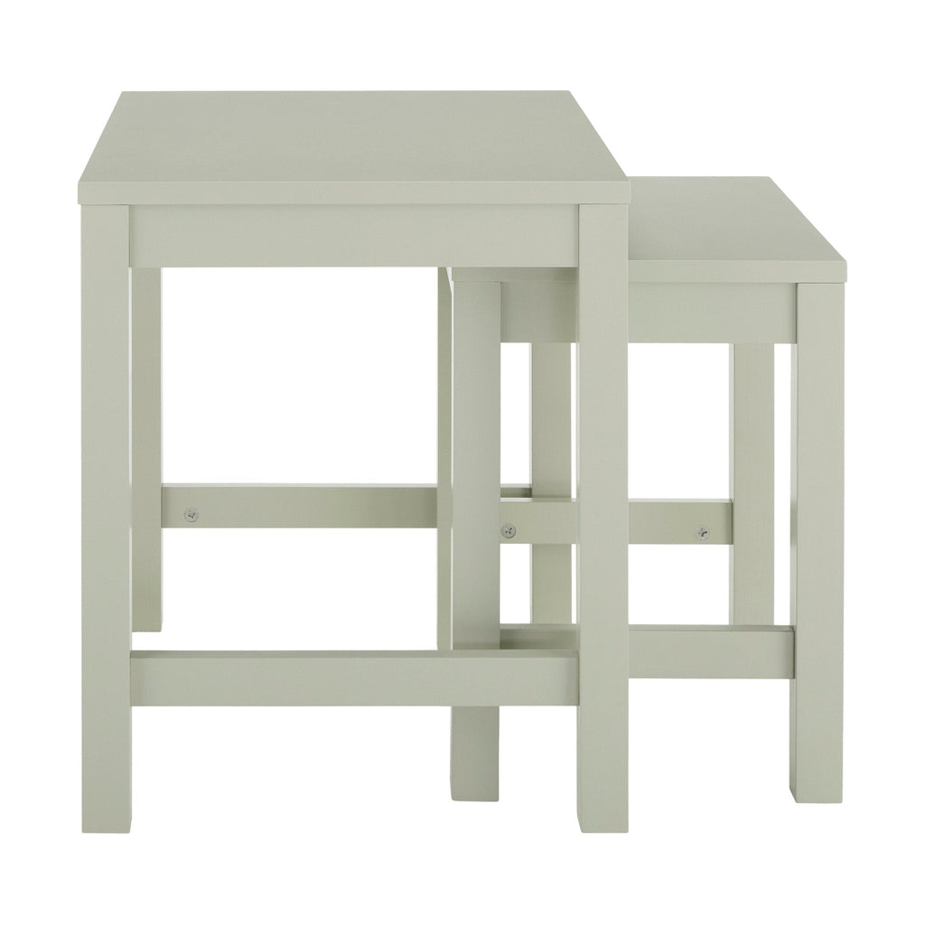 Table d'appoint vert sauge moderne avec étagère ouverte pour salon