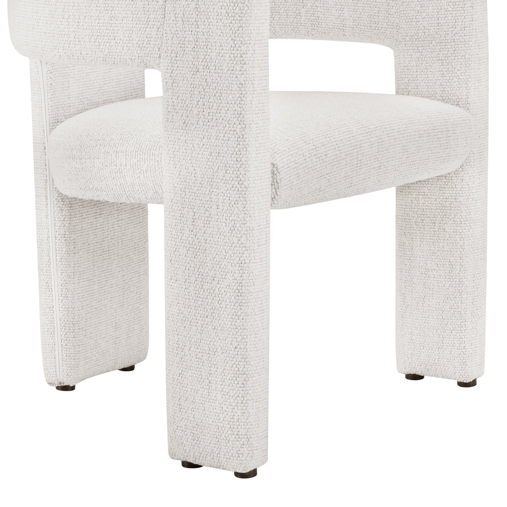 Chaise de salle à manger contemporaine en bouclé ivoire au design incurvé