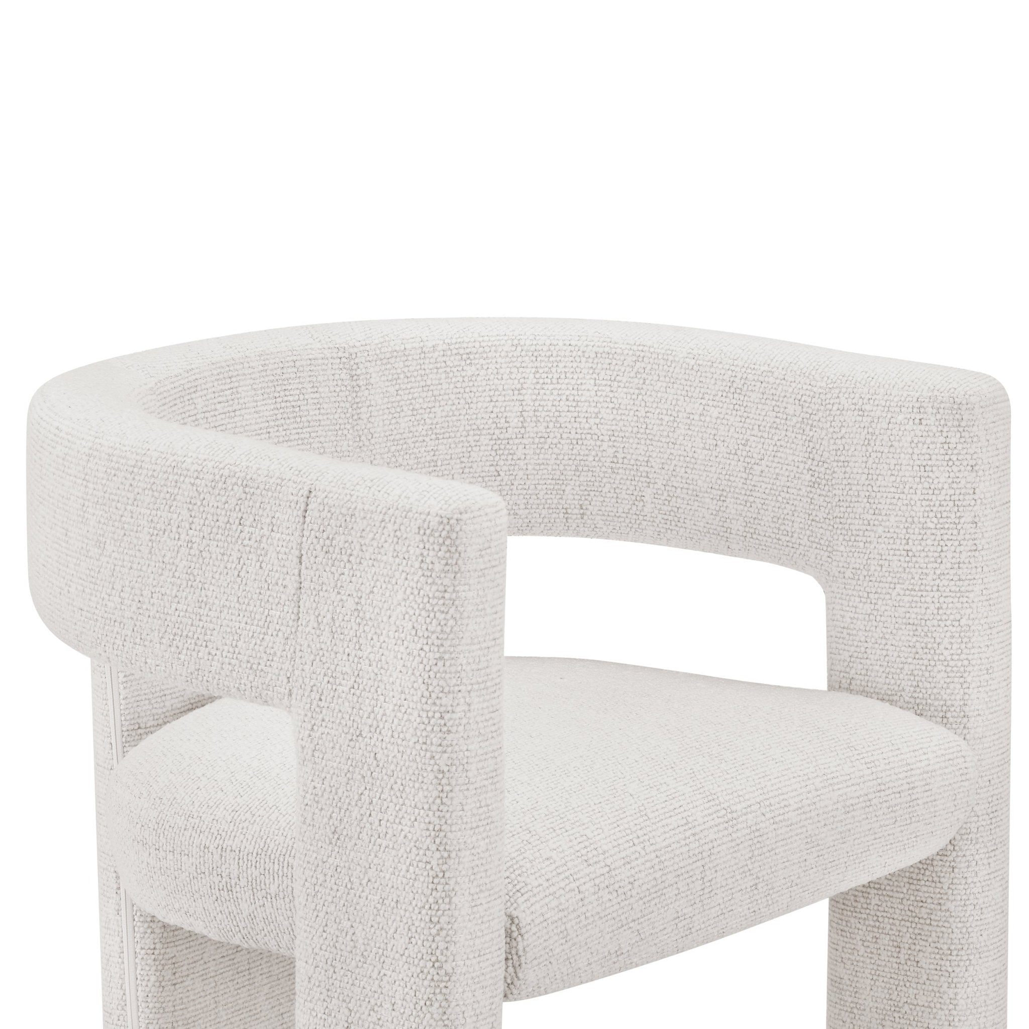 Chaise de salle à manger contemporaine en bouclé ivoire au design incurvé