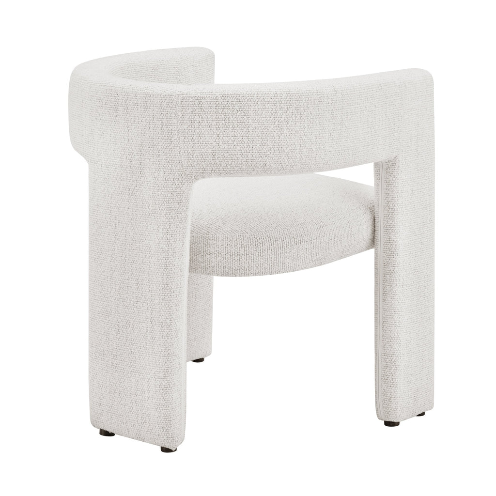 Chaise de salle à manger contemporaine en bouclé ivoire au design incurvé