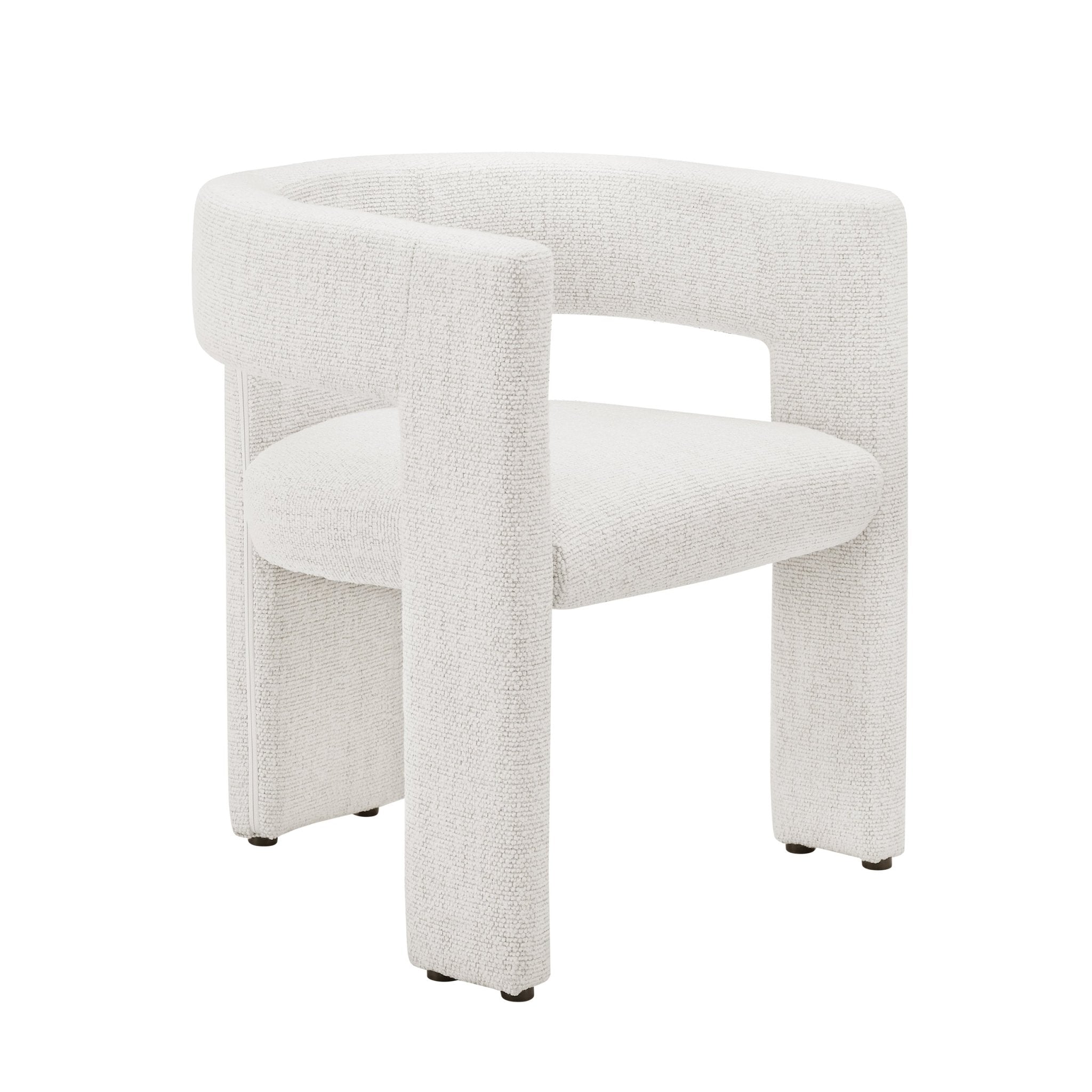 Chaise de salle à manger contemporaine en bouclé ivoire au design incurvé