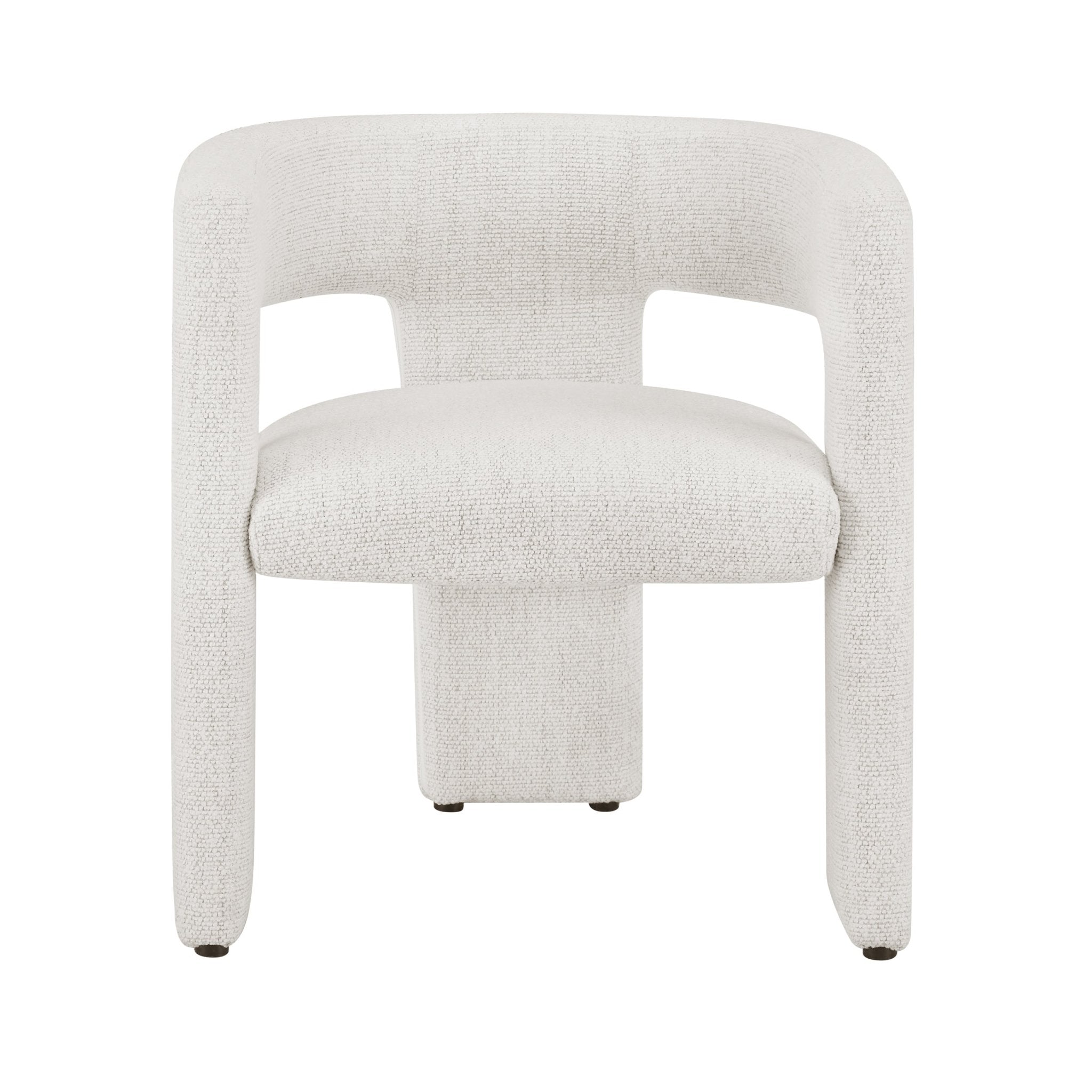 Chaise de salle à manger contemporaine en bouclé ivoire au design incurvé
